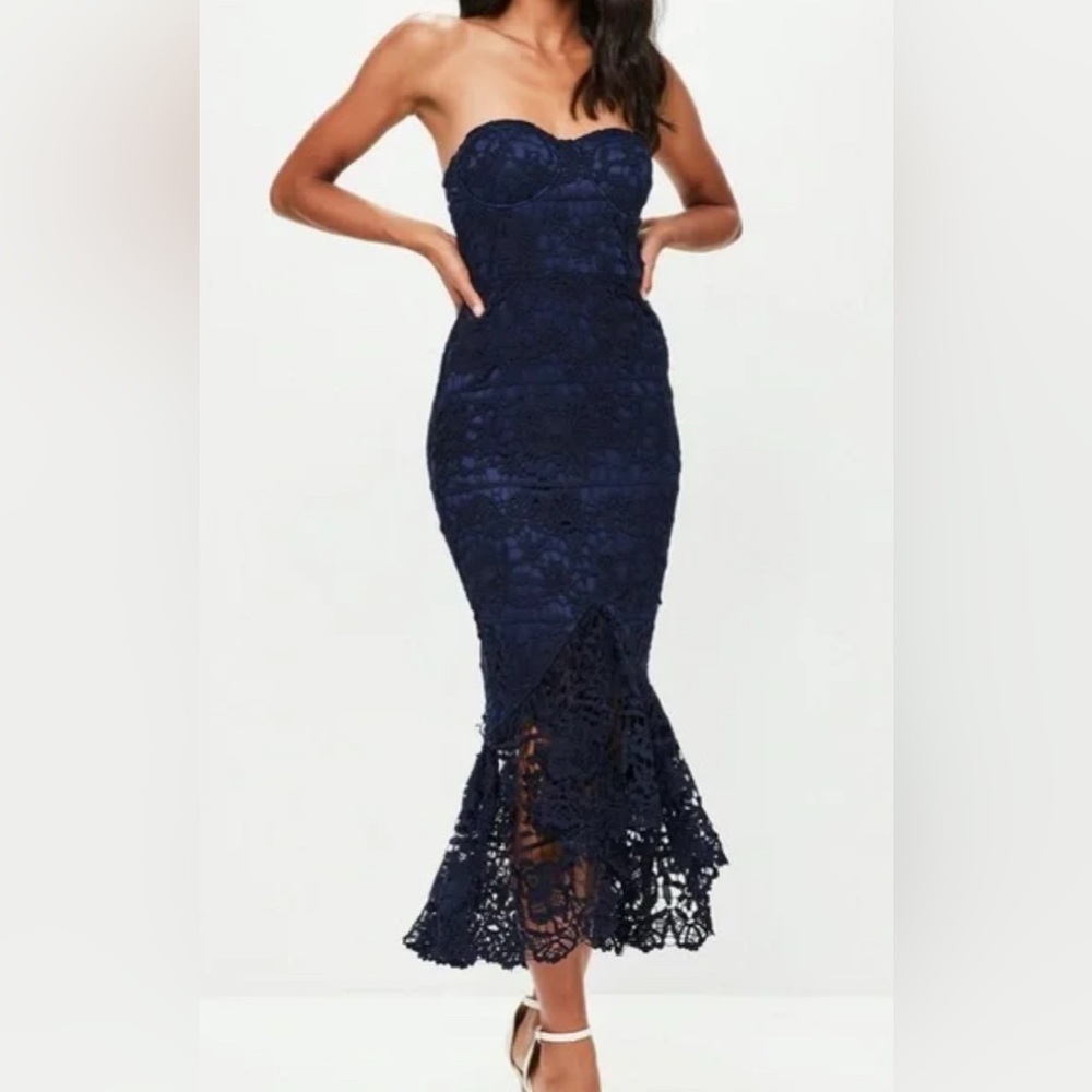 Elegant Navy Lace Dress